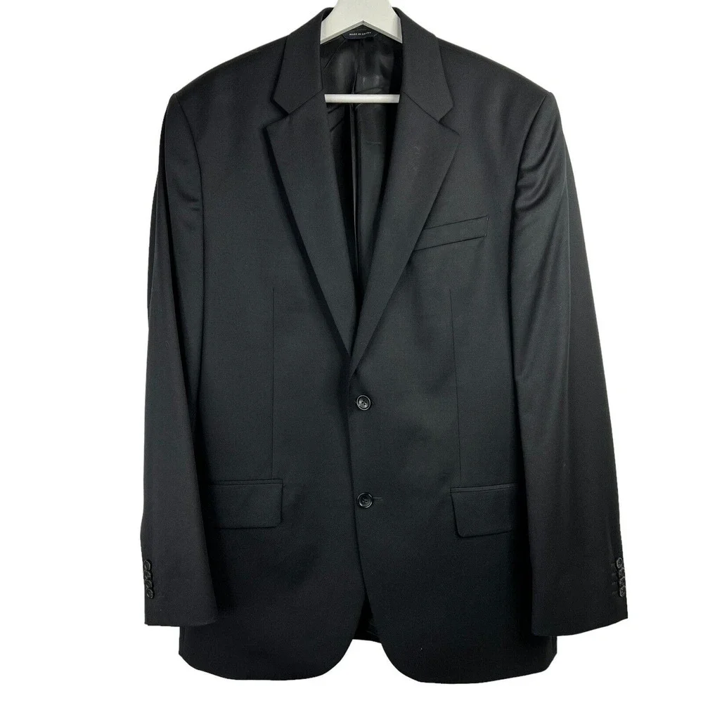 Banana Republic 42L Blazer Suit Jacket Black 100% Wool Two-Button Tailored Mens